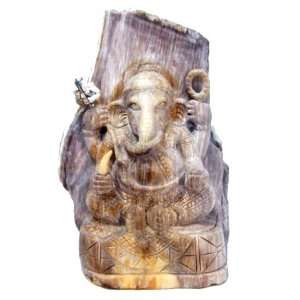   Wood Ganesh 01 Brown Crystal Hindu Elephant God Carving Statue 7