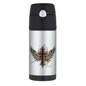  Thermos Travel Water Bottle Modern Angel Winged Cross 