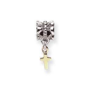  Two Tone, Latin Cross Charm in Silver for Pandora and 3mm 