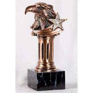   Copper Color Bald Eagle On Pillar Head And Bust Statue