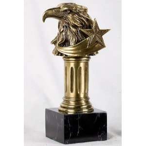  10 inch Brass and Gold Bald Eagle Head And Bust Figurine 