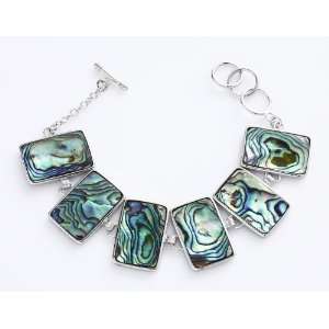  A Grade Abalone 18 By 27mm Flat Rectangle Link with Toggle 