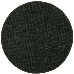  5 x 5 Black Leather Round Flat Weave Rug: Home & Kitchen
