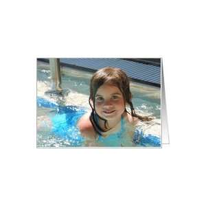    Birthday Swimming party invitation, girl in pool Card Toys & Games