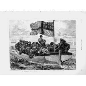   1873 Cartagena Women Children British Men Of War Boats