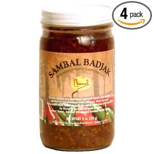 Runel Sambal Badjak   Red Pepper Paste With Onions, 8 Ounce Jars (Pack 