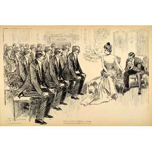  1906 Charles Dana Gibson Girl Bachelors Suitors Print 