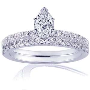  0.85 Ct Marquise Cut Diamond Engagement Wedding Rings Set 