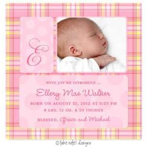 Take Note Designs Digital Photo Birth Announcements   Ellery Mae Pink 