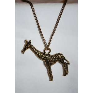   Giraffe Necklace, 28 Chain, 2 H Charm, Gold Tone 