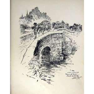  C1935 Frank Hart Sketch Horses Bridge River Hobson