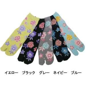 : Set of 6 Womens Japanese Tabi Socks   Assorted Colors with Flowers 