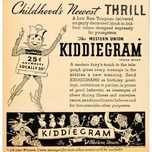  1936 Vintage Ad Kiddiegram Western Union Telegram Fairy 