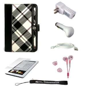 White Plaid Melrose Case with Screen Protector for Barnes and Noble 