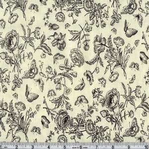  45 Wide Michael Miller Floral Toile Cream Fabric By The 