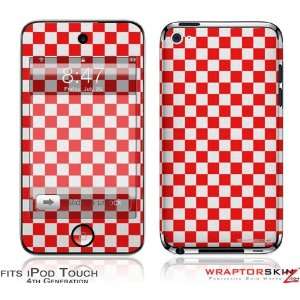  iPod Touch 4G Skin   Checkered Canvas Red and White by 