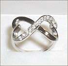 Infinity Connected Hearts Silver Ring Size 5,6,7,8,9,  