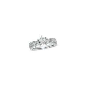 ZALES Diamond Split Shank Engagement Ring in 10K White Gold 3/4 CT. T 