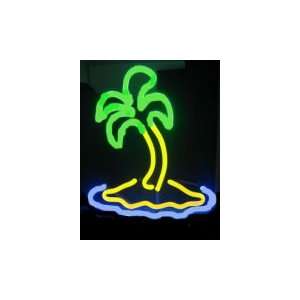  Neon Palm Tree on island with water sign 
