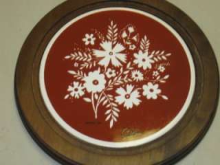 Vintage 1981 Saltera Himark Covered Cheese Dish Flower Design Wooden 