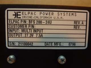 Elpac Power System Power Supply BFS 200 24U #5993  