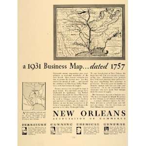   Ad New Orleans Commerce Business Industry Map   Original Print Ad