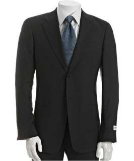 Armani Collezioni charcoal houndstooth wool 2 button suit with flat 