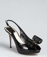 Christian Dior black patent leather cannage bow detail