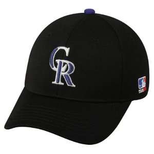  MLB BAMBOO Flex FITTED Sm/Med Colorado ROCKIES Home Black Hat Cap 