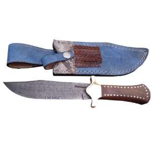 Pioneer Custom Made Damascus Steel Hunting Knife New,with Brass Guard 