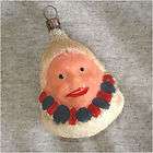 Antique German Glass Christmas Ornament   Grinning Clown Head  