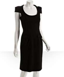 Prada black wool scoop neck sheath dress  