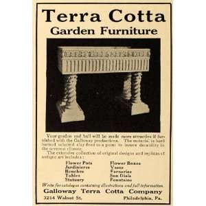  1910 Ad Galloway Terra Cotta Co. Garden Furniture Decor 