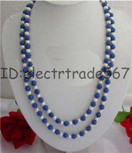 807 8mm White Akoya Pearl &Lapis Lazuli Necklace  