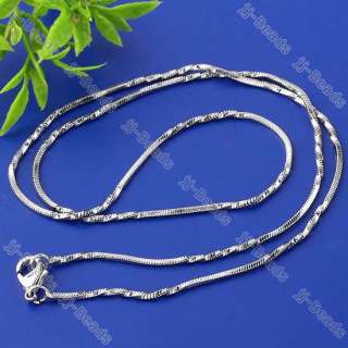 5pc White Gold Plated Snake Chain Brass Necklace 1x1mm  