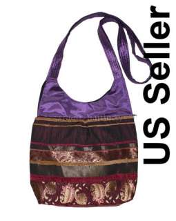 Hippie BOHO Gypsy Sling Crossbody Bag Paisley Purple  