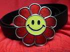 happy smile sun flower face smiley buckle leather belt returns