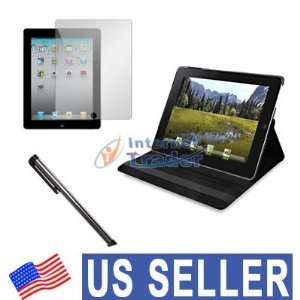  for Apple iPAD2 (Black Leather 360 degree Rotating Stand, LCD Screen 