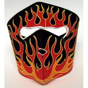    Neoprene Red Flames Motorcycle Face Mask Facemask Automotive