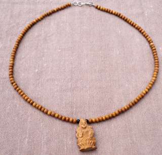 Carved Sandalwood Lakshmi Pendant Choker Necklace N34  
