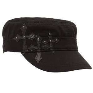  Affliction Ladies Black Grieve Military Hat Sports 