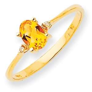  Diamond Citrine Birthstone Ring in 14k Yellow Gold (0.018 
