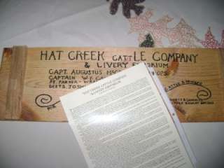 Lonesome Dove Hat Creek Cattle Co. Sign 24 FREE SHIP  