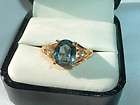 VINTAGE ESTATE SAPPHIRE AND WHITE CRYSTAL RING, SIZE 6.75 IN RING BOX