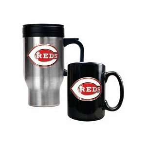  Cincinnati Reds Stainless Steel Travel Mug & Black Ceramic 