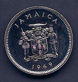 Jamaica 1969 5 CENTS (PROOF!) Copper Nickel  