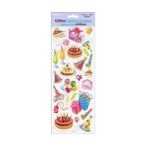   Glitter Activity Stickers 5X12 Sheet Happy Birthday; 12 Items/Order