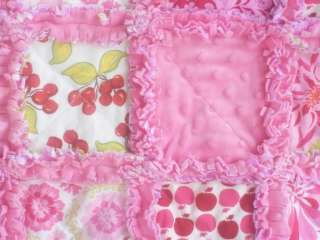 Farmers Market~ baby girl rag quilt minkee blanket  