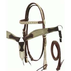 Showman Hair on Cowhide Leather Headstall, Breastcollar with Reins 