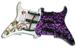 Loaded Strat Pickguard, Purple Pearl/Black,Fits Fender!  